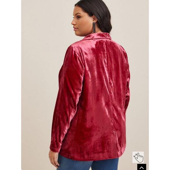 Torrid Velvet Classic Blazer Jester Red Plus Size 0 XL New - Picture 3 of 10